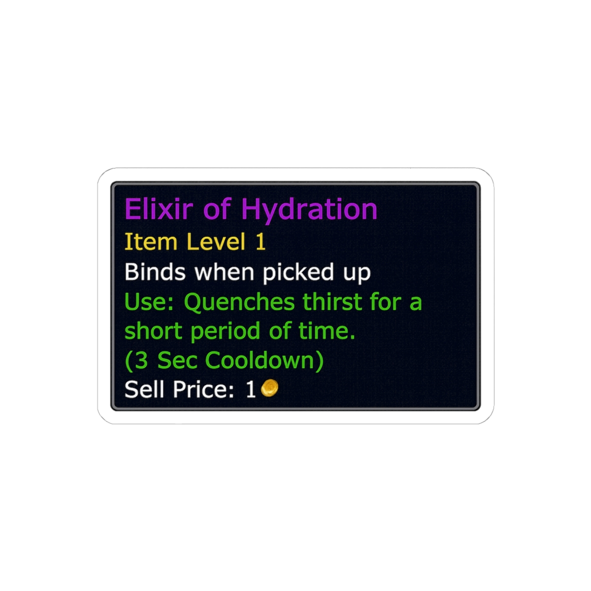 Elixir of Hydration Fantasy Potion Sticker | Funny Gamer Decal