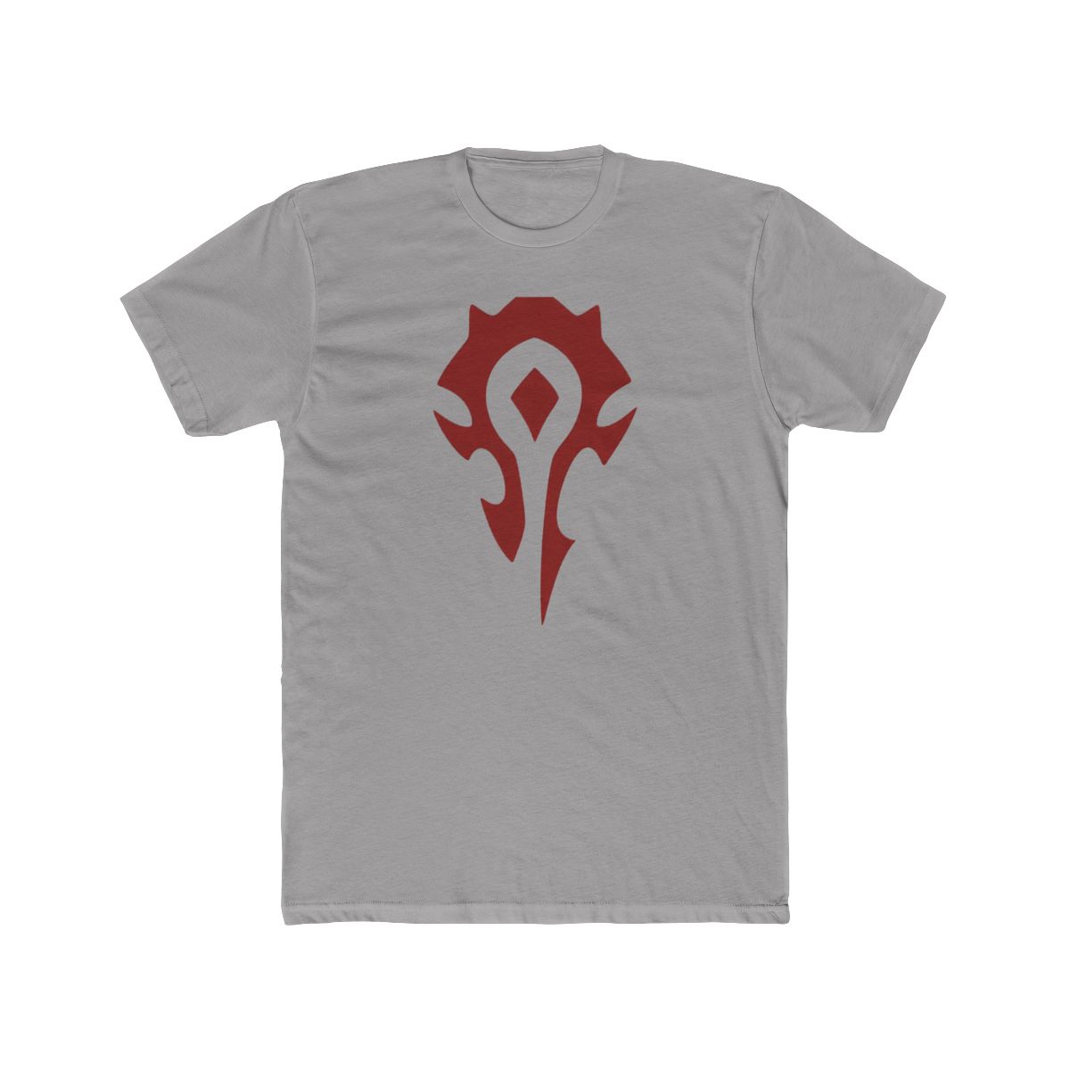 A grey T Shirt with a red Horde symbol on the back
